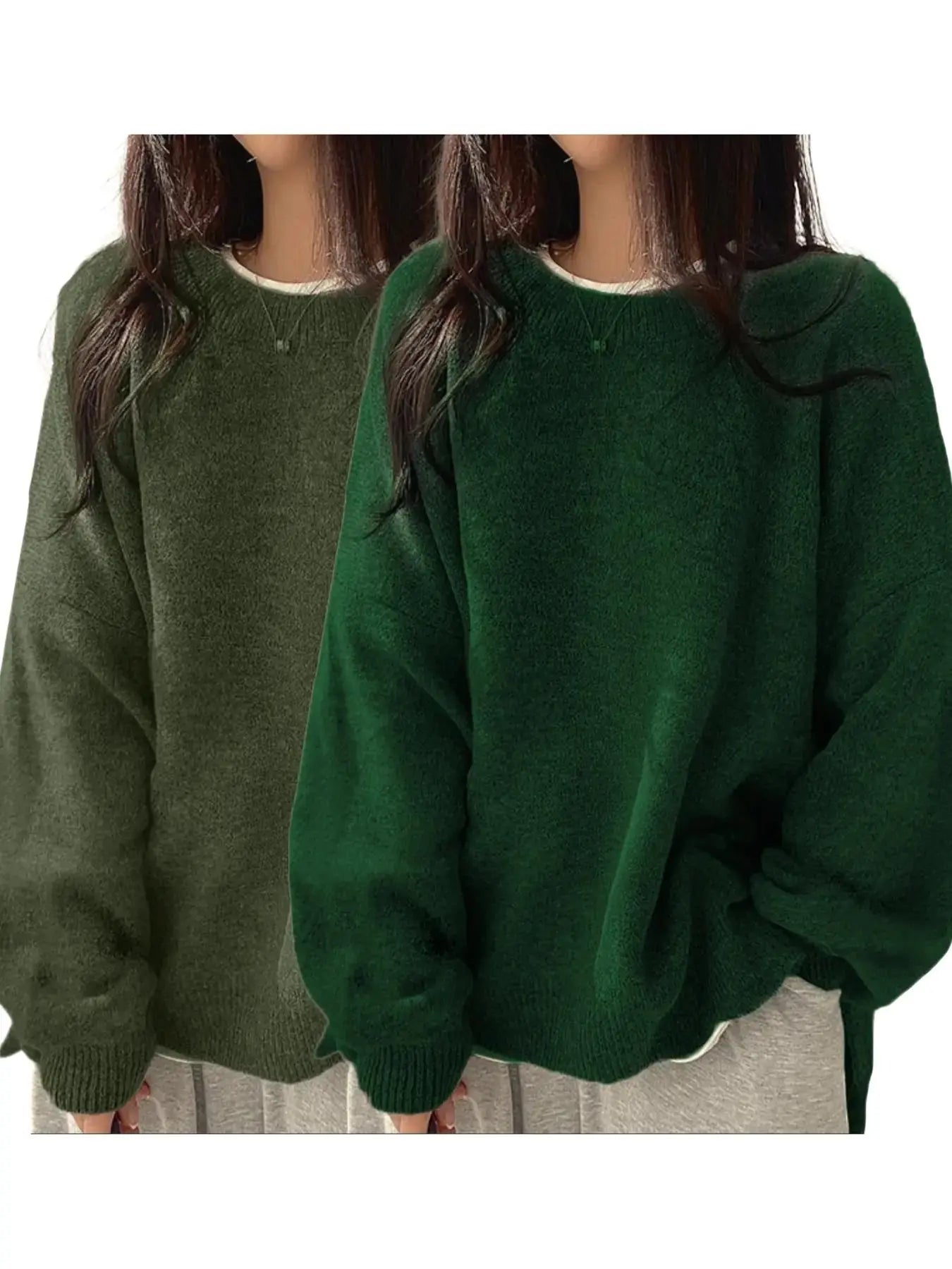 Women'S Drop Shoulder Split Hem Sweater, Casual Long Sleeve round Neck Jumper, Women'S Knitwear Top for Fall & Winter, Sweaters for Women