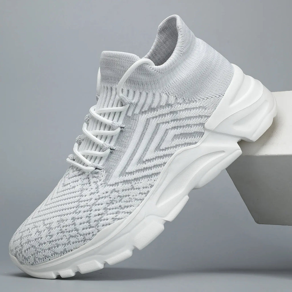 Men'S Active Casual Trainers, Blue Knit Sock Style Breathable Running Sneakers for Lightweight Training & Athletic Wear, Running Shoes, Knit Fabric, Lace-Up,Shoes for Back to School,Back to School Shoes