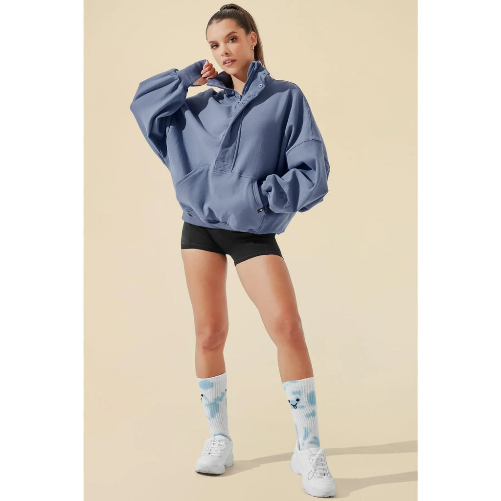 Ooey Gooey Half Zip Sweater - Blue Dusk