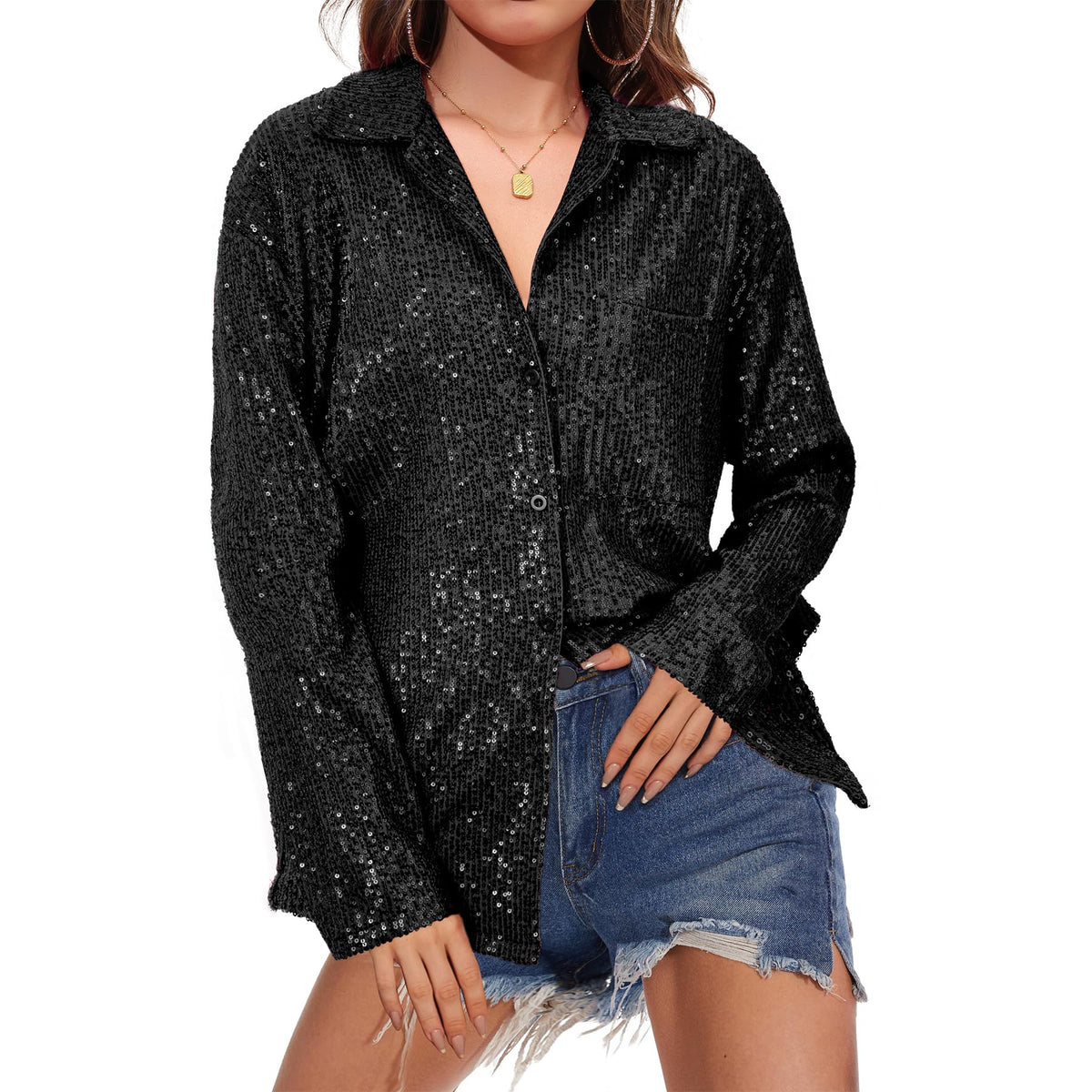 Zando Black Sequin Top