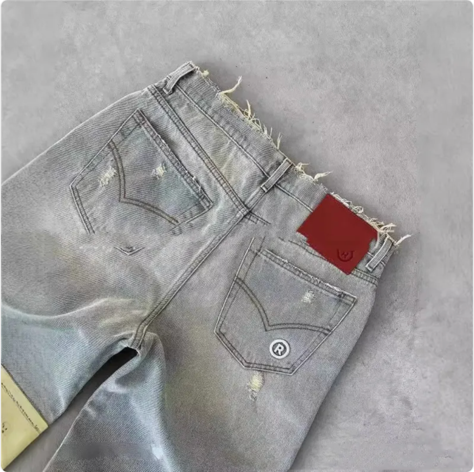 Men's Straight Leg Ripped Jeans