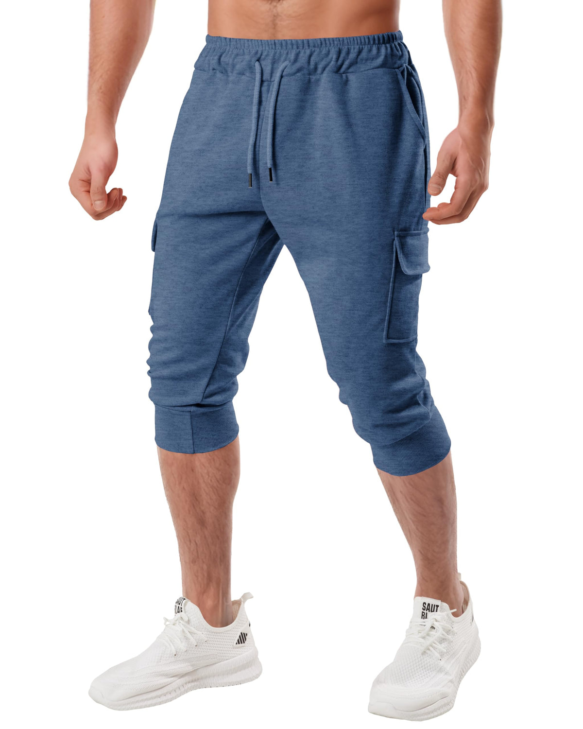 Ohoo Mens 3/4 Capri Cargo Joggers Slim Fit