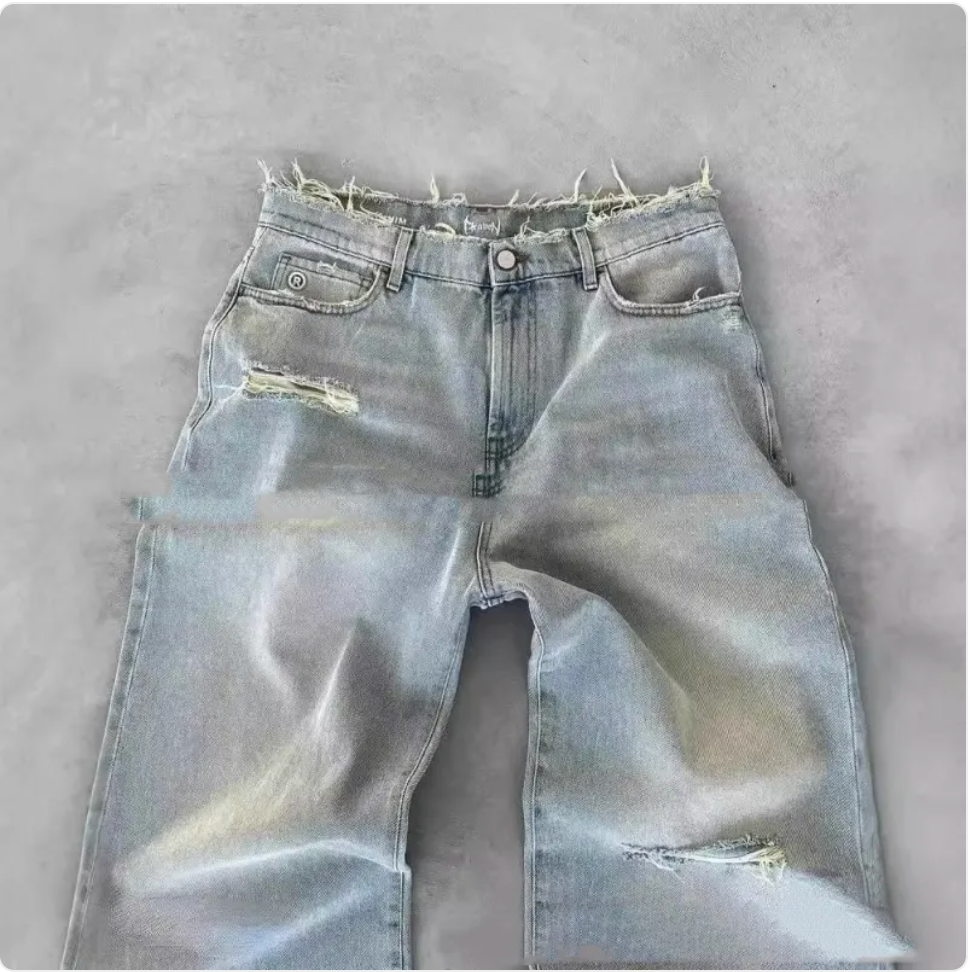 Men's Straight Leg Ripped Jeans