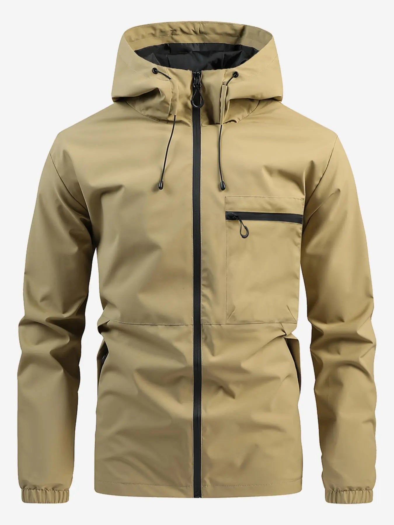 Men'S Casual Solid Camo Camouflage Pocket Drawstring Hooded Long Sleeve Jacket, Regular Fit Fitted Zip up Jacket, Stylish Outfit for Spring & Fall, Menswear, Men'S Tops, Coats, Casual Jackets, Zipper Hooded Jacket