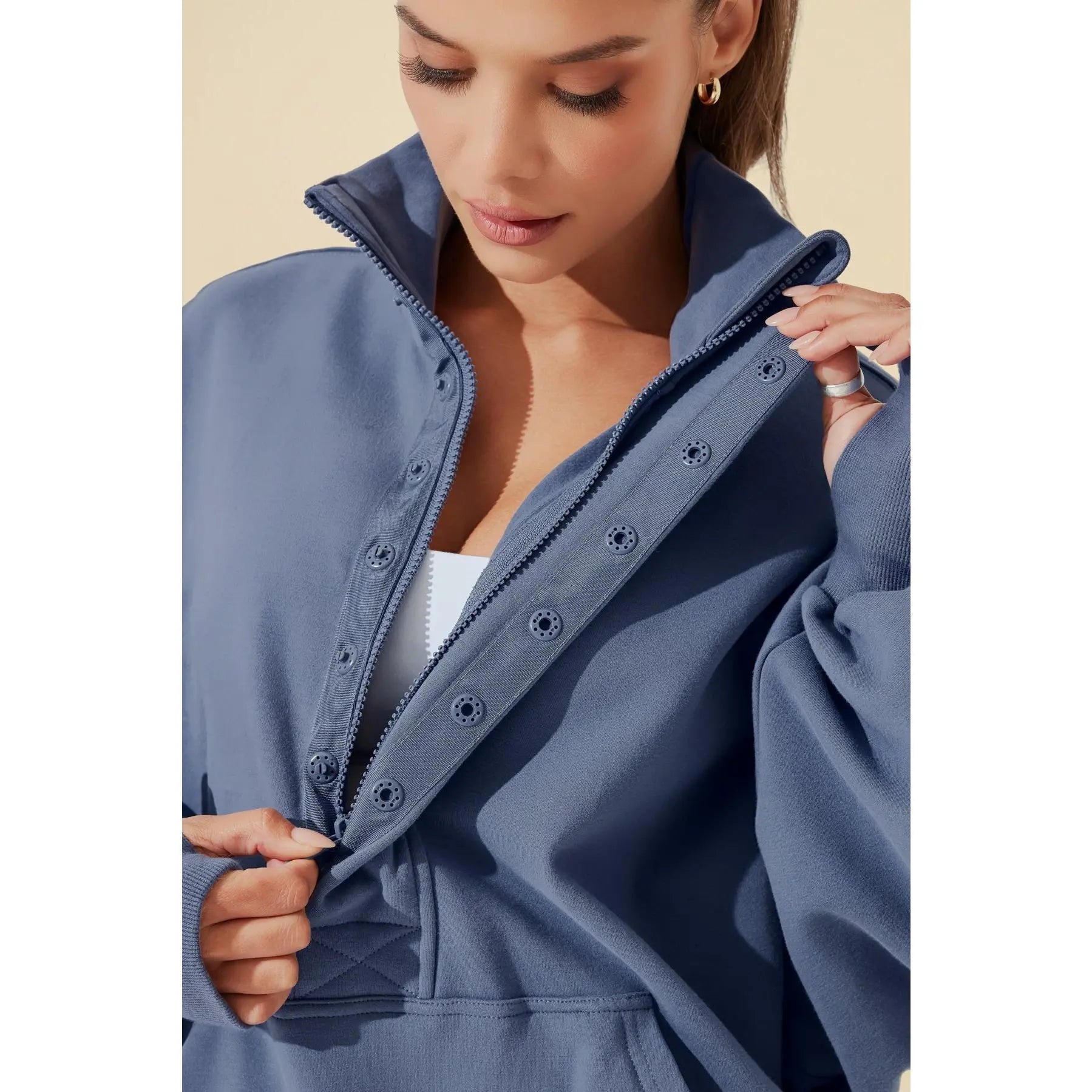 Ooey Gooey Half Zip Sweater - Blue Dusk