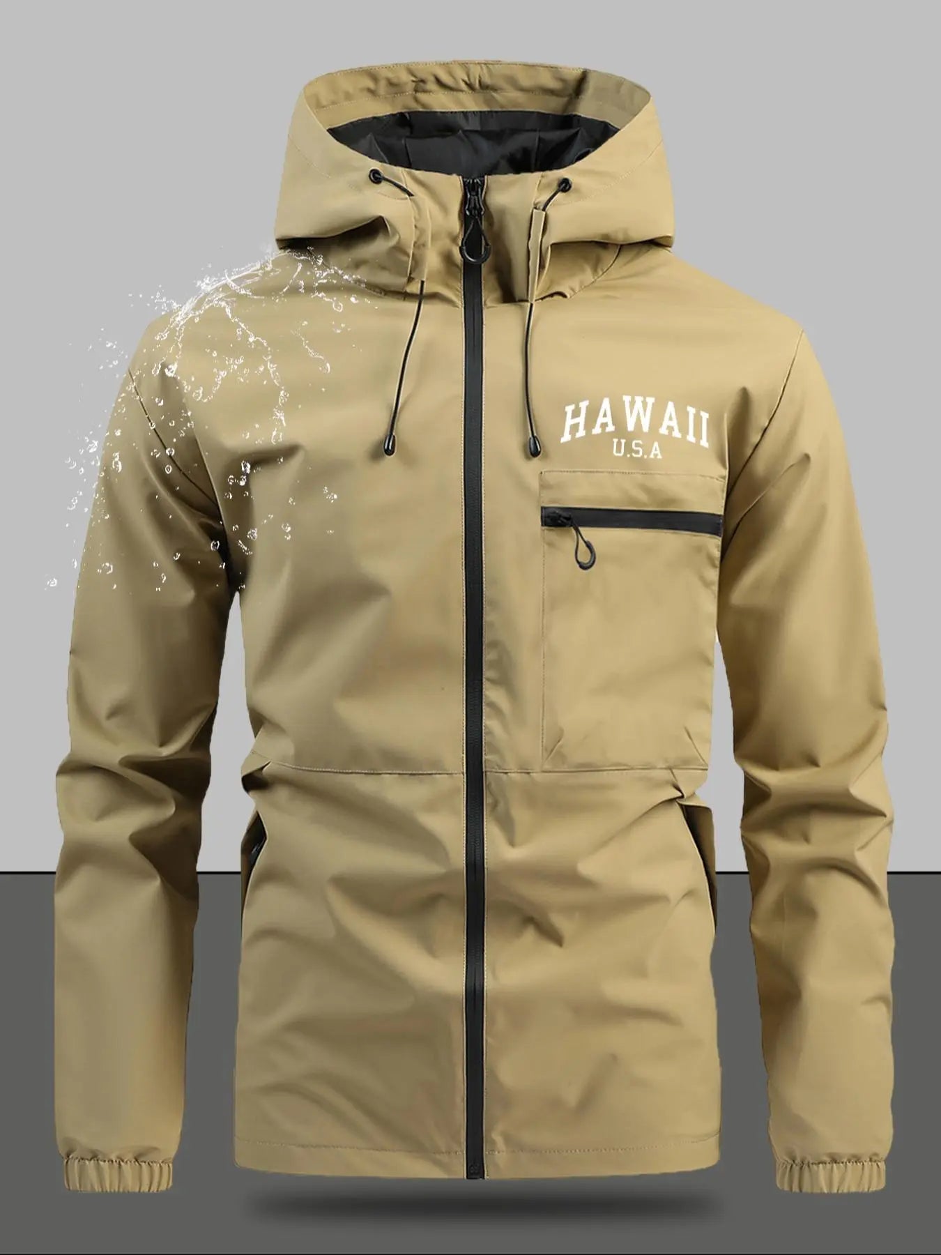 Men'S Casual Solid Camo Camouflage Pocket Drawstring Hooded Long Sleeve Jacket, Regular Fit Fitted Zip up Jacket, Stylish Outfit for Spring & Fall, Menswear, Men'S Tops, Coats, Casual Jackets, Zipper Hooded Jacket