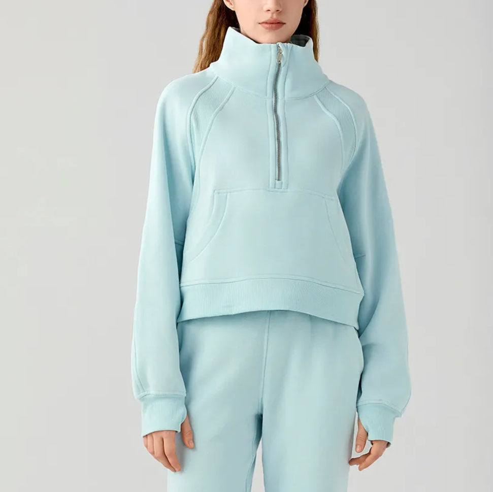 Women's Half-Zip High-Stand Collar Pullover