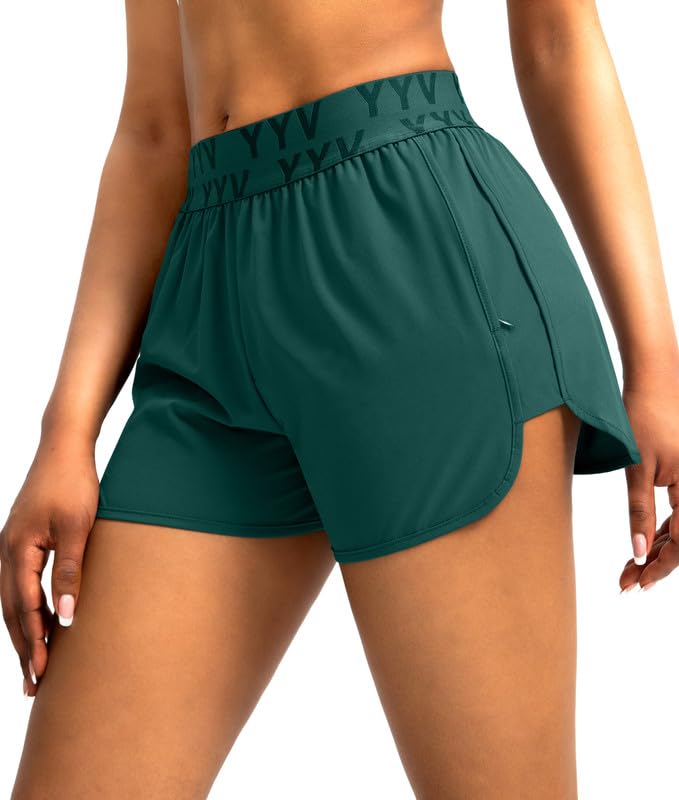 YYV Womens Running Shorts with Zipper Pockets