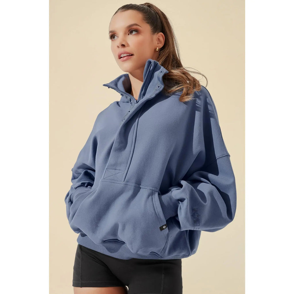 Ooey Gooey Half Zip Sweater - Blue Dusk