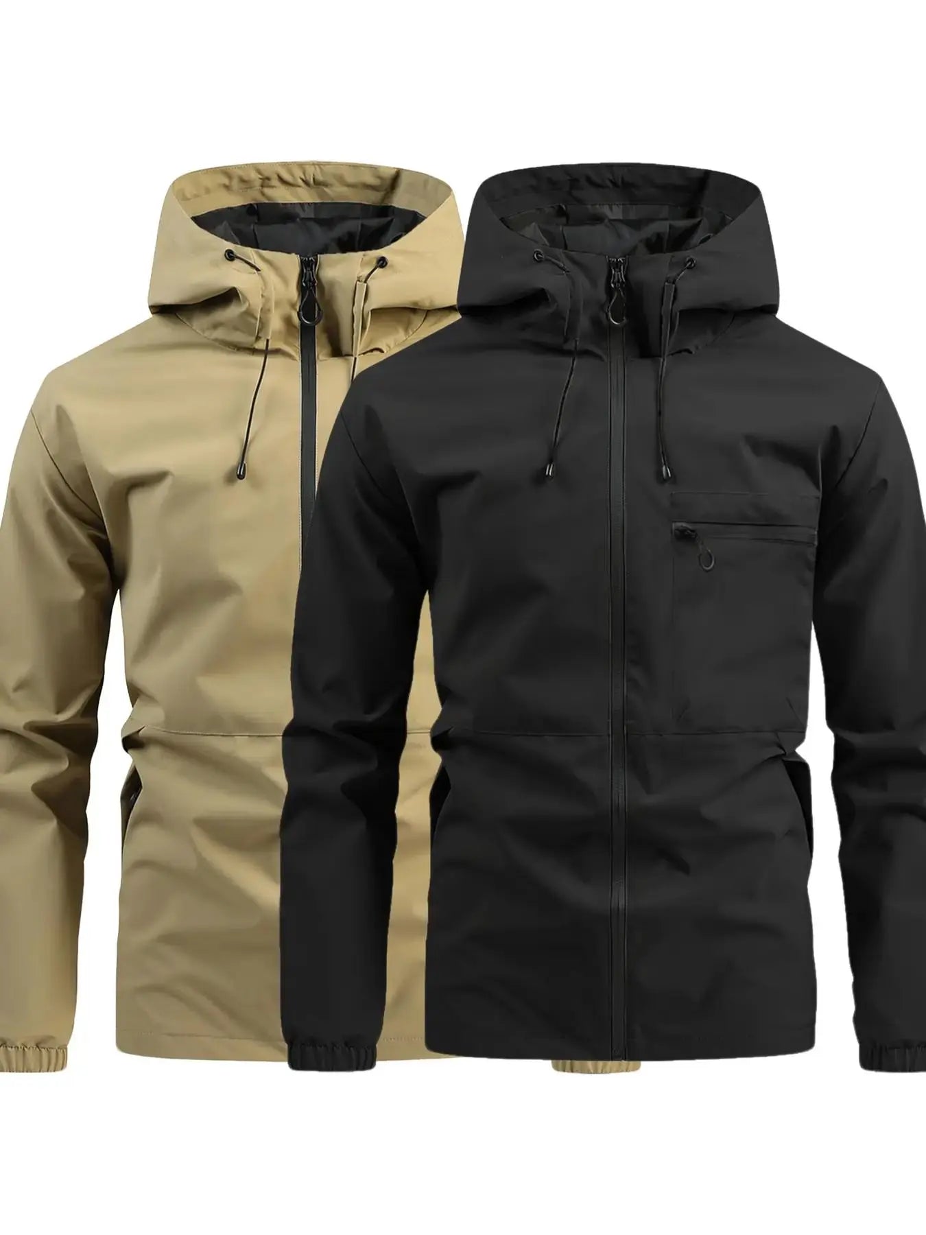 Men'S Casual Solid Camo Camouflage Pocket Drawstring Hooded Long Sleeve Jacket, Regular Fit Fitted Zip up Jacket, Stylish Outfit for Spring & Fall, Menswear, Men'S Tops, Coats, Casual Jackets, Zipper Hooded Jacket