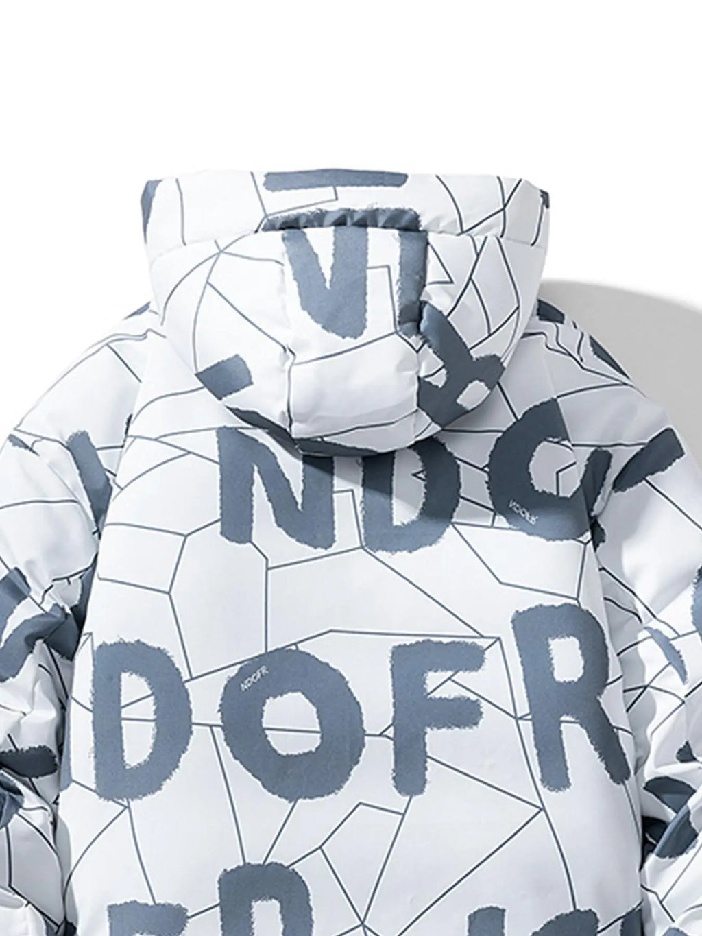 Men'S All over Letter & Geometric Print Drop Shoulder Thick Hooded Coat, Loose Casual Long Sleeve Zip up Warm Outerwear for Fall & Winter, Men'S Clothes for Daily Wear, Menswear