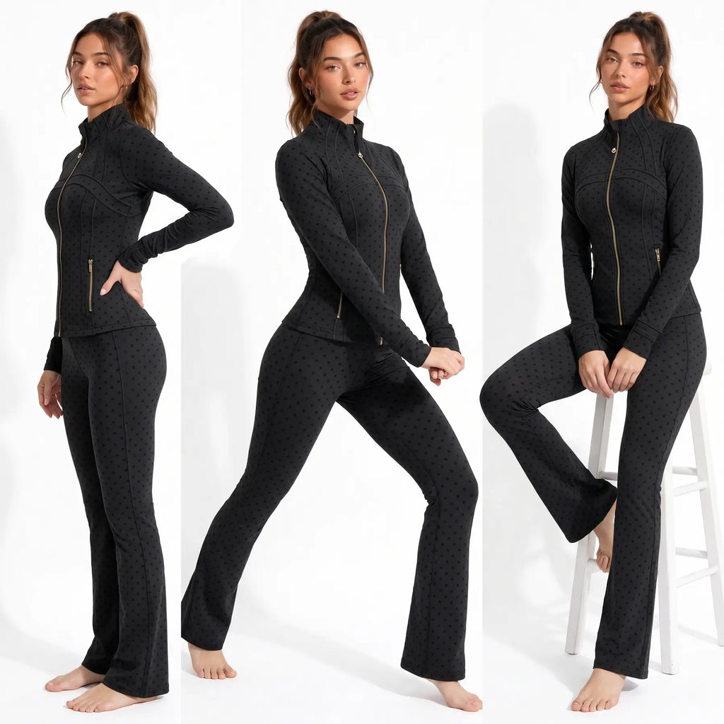 Women Summer Clothes Long Sleeve Zip up Jacket, Stand Collar Polka Dot Textured Slim Fit Athletic Track Jacket Short Skirt or Shorts, Nylon Spandex Brushed Fabric Stretchy Workout Outerwear for Yoga Gym Running Tennis Golf