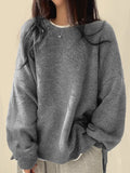 Women'S Drop Shoulder Split Hem Sweater, Casual Long Sleeve round Neck Jumper, Women'S Knitwear Top for Fall & Winter, Sweaters for Women