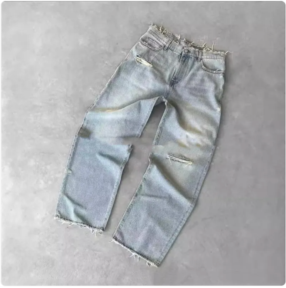 Men's Straight Leg Ripped Jeans