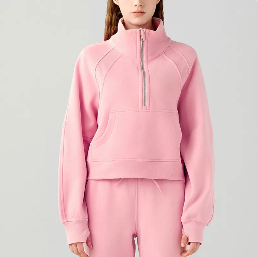 Women's Half-Zip High-Stand Collar Pullover