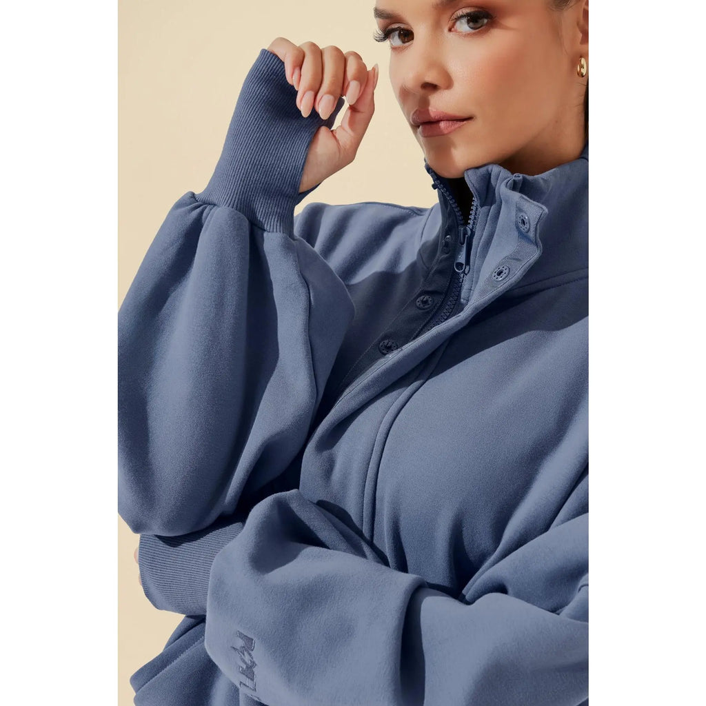 Ooey Gooey Half Zip Sweater - Blue Dusk