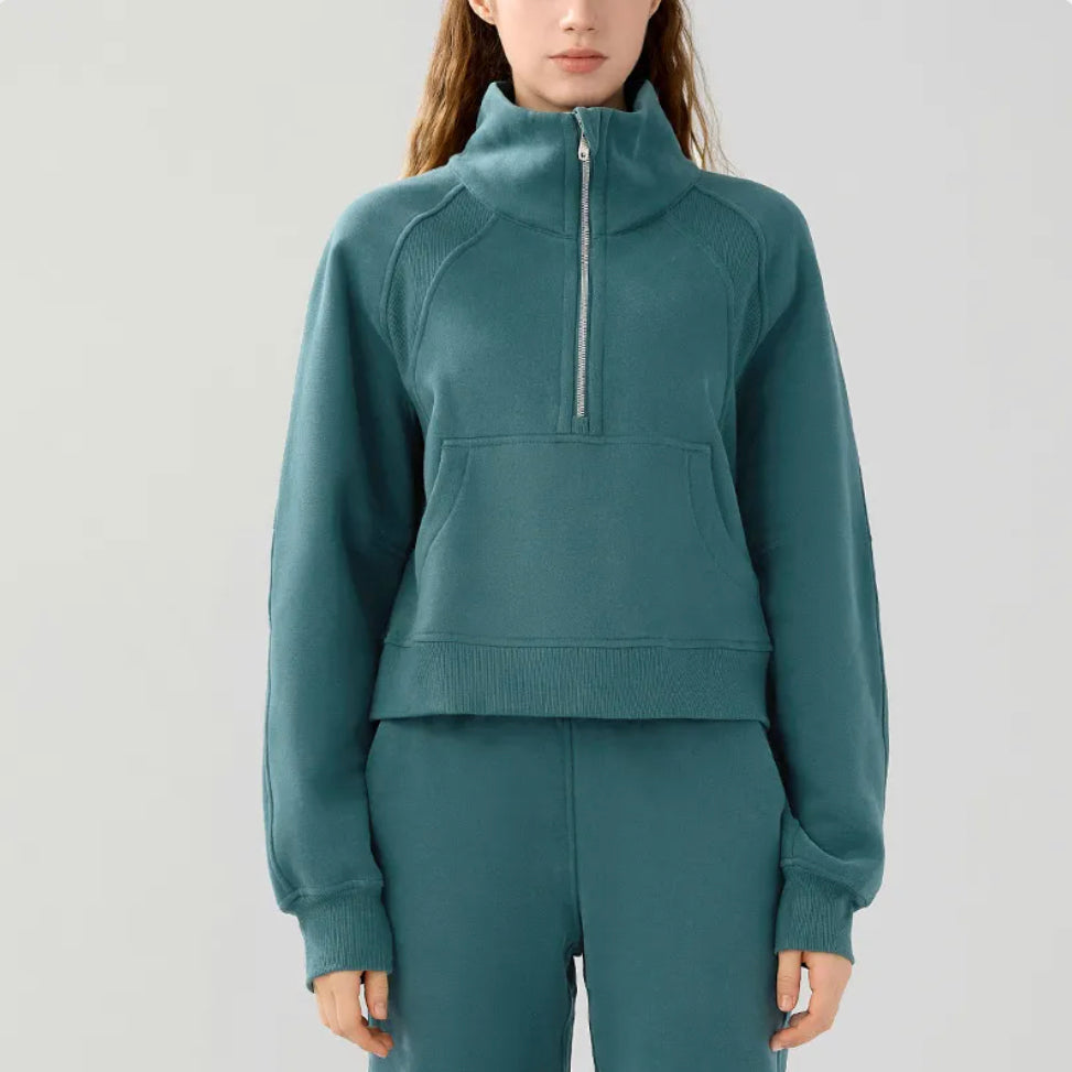 Women's Half-Zip High-Stand Collar Pullover