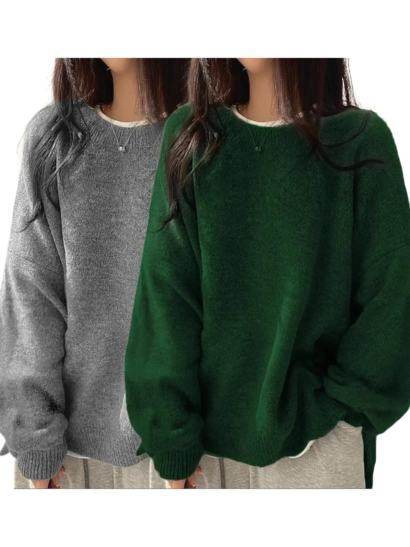 Women'S Drop Shoulder Split Hem Sweater, Casual Long Sleeve round Neck Jumper, Women'S Knitwear Top for Fall & Winter, Sweaters for Women