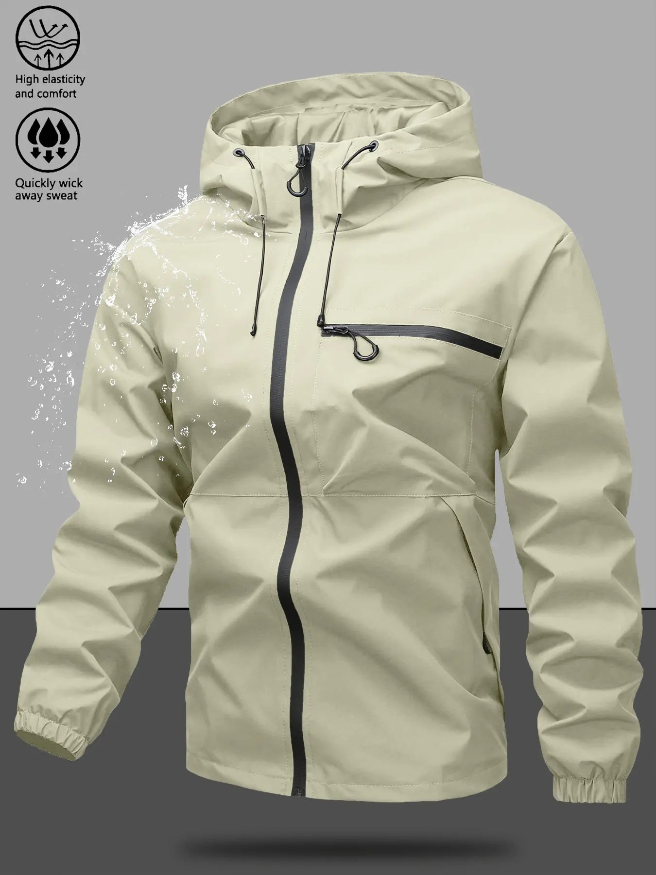 Men'S Casual Solid Camo Camouflage Pocket Drawstring Hooded Long Sleeve Jacket, Regular Fit Fitted Zip up Jacket, Stylish Outfit for Spring & Fall, Menswear, Men'S Tops, Coats, Casual Jackets, Zipper Hooded Jacket