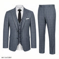 GIANCO FERRO Men'S Classic Elegant Plaid 3-Piece Suit - Single-Breasted Blazer with Double Vent, Vest, Button Closure Dress Pants for Weddings, Business | Dry Clean Menswear