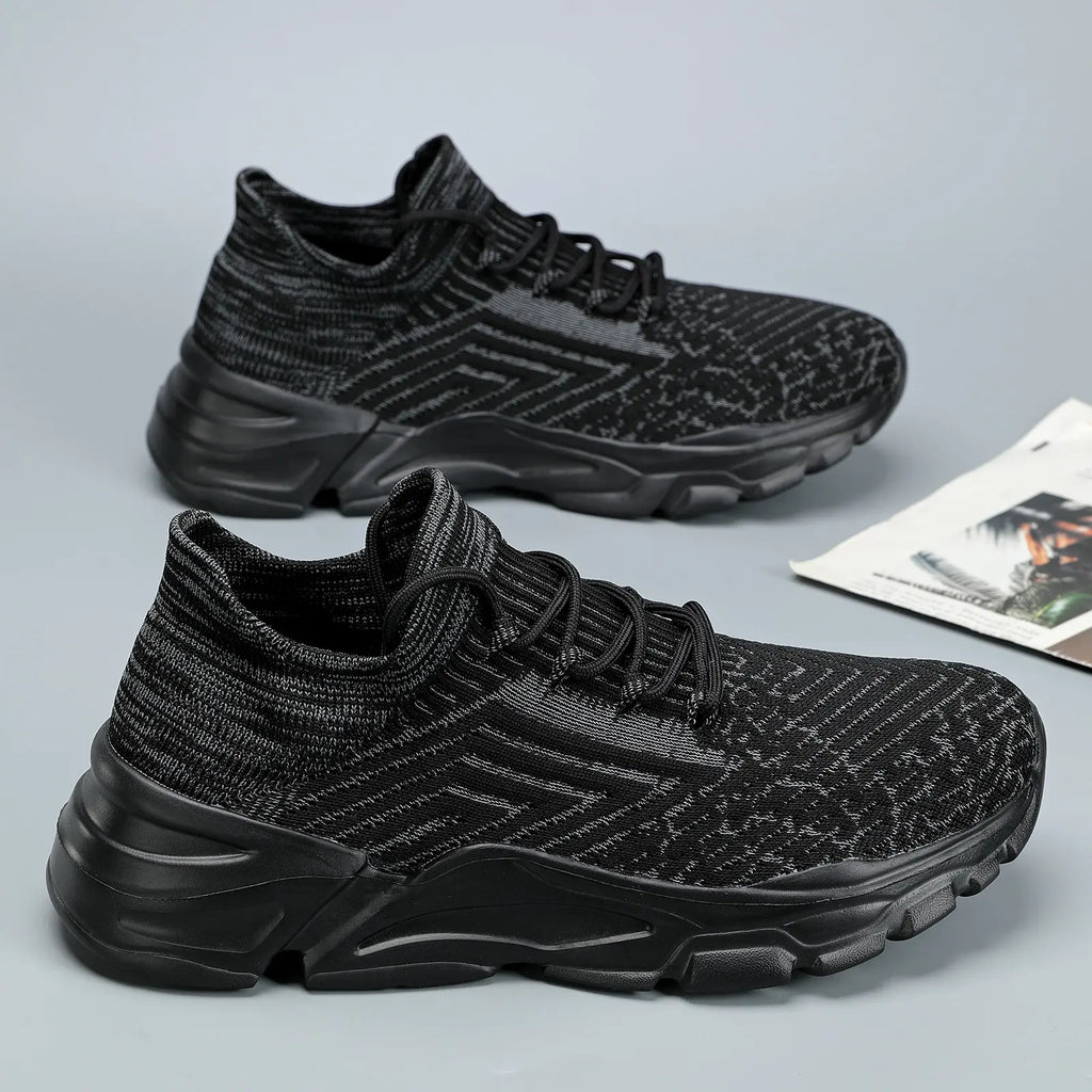 Men'S Active Casual Trainers, Blue Knit Sock Style Breathable Running Sneakers for Lightweight Training & Athletic Wear, Running Shoes, Knit Fabric, Lace-Up,Shoes for Back to School,Back to School Shoes