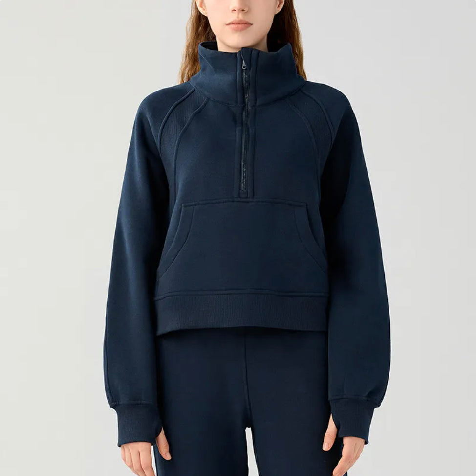 Women's Half-Zip High-Stand Collar Pullover