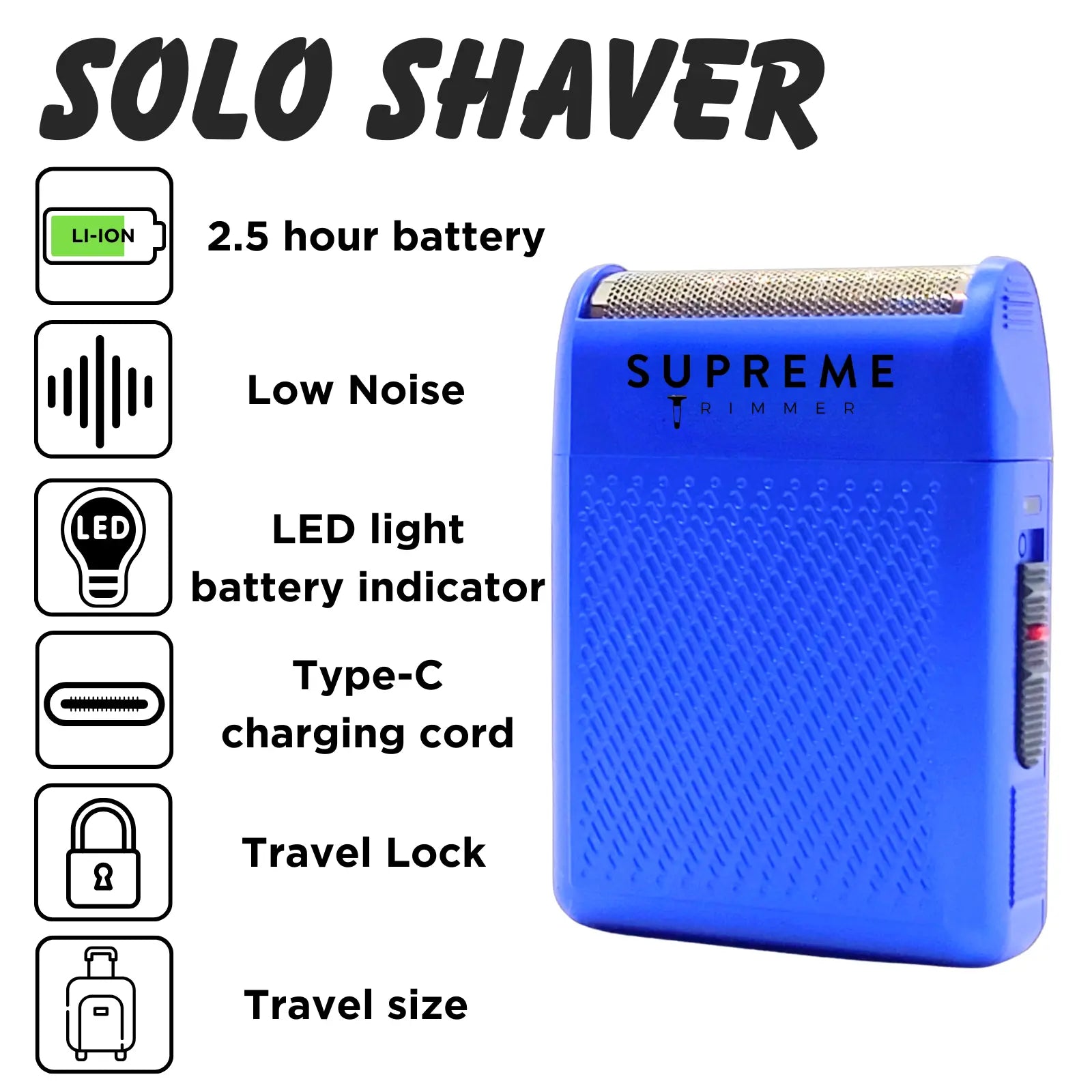 Supreme Trimmer Solo Hair Stubble Finishing STF101 Mini Travel Men Razor with Powerful Motor Long Foil Travel Lock & Cleaning Brush for Barbers Home Use Cordless Portable Shaver Usb Rechargeable Shaver