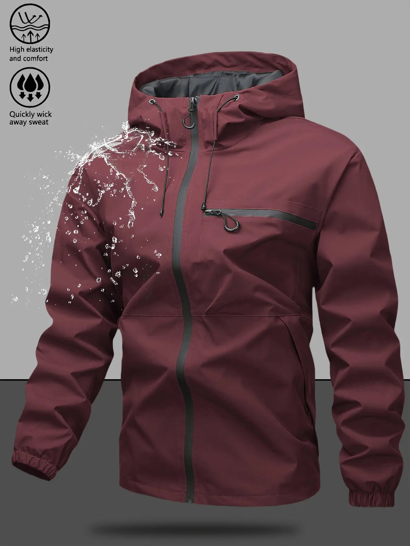 Men'S Casual Solid Camo Camouflage Pocket Drawstring Hooded Long Sleeve Jacket, Regular Fit Fitted Zip up Jacket, Stylish Outfit for Spring & Fall, Menswear, Men'S Tops, Coats, Casual Jackets, Zipper Hooded Jacket