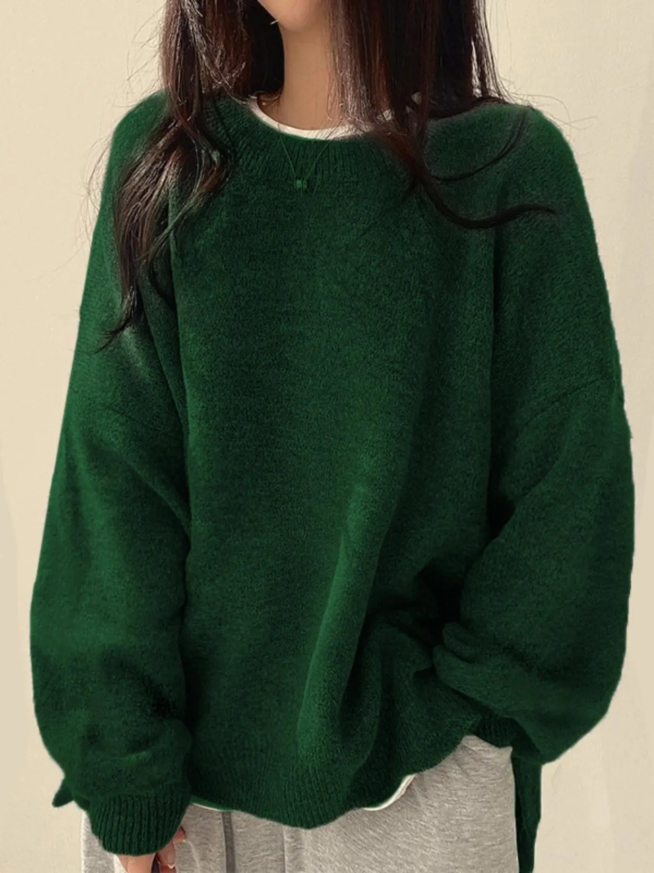 Women'S Drop Shoulder Split Hem Sweater, Casual Long Sleeve round Neck Jumper, Women'S Knitwear Top for Fall & Winter, Sweaters for Women