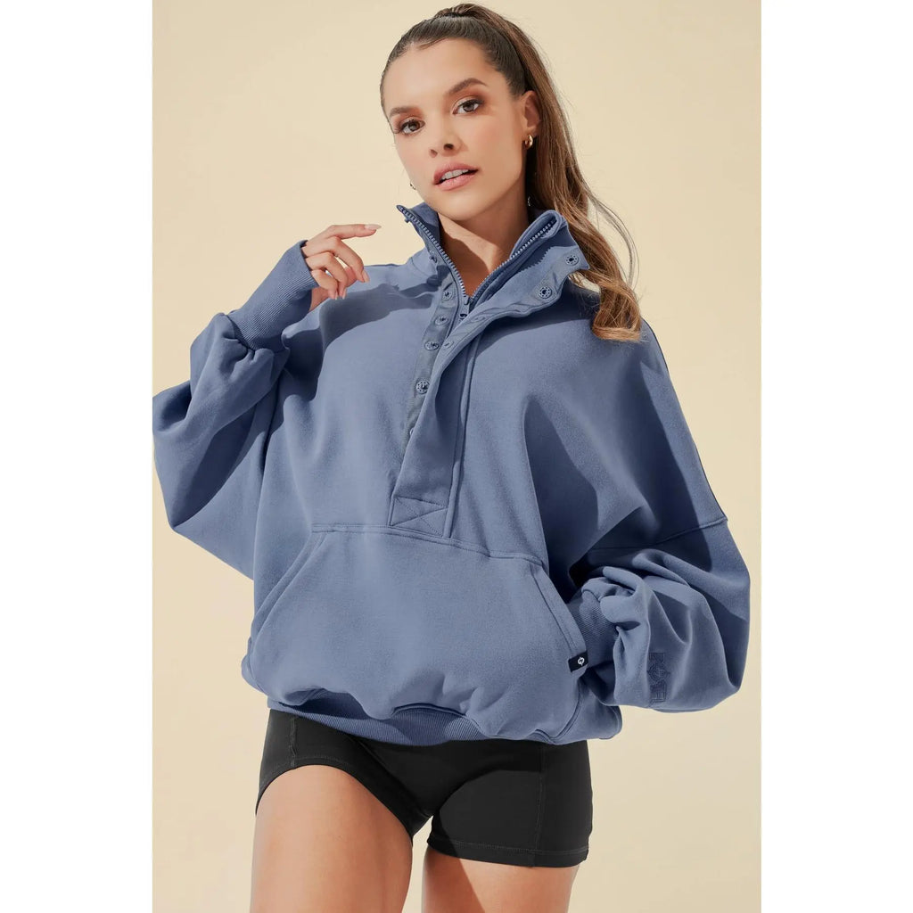 Ooey Gooey Half Zip Sweater - Blue Dusk