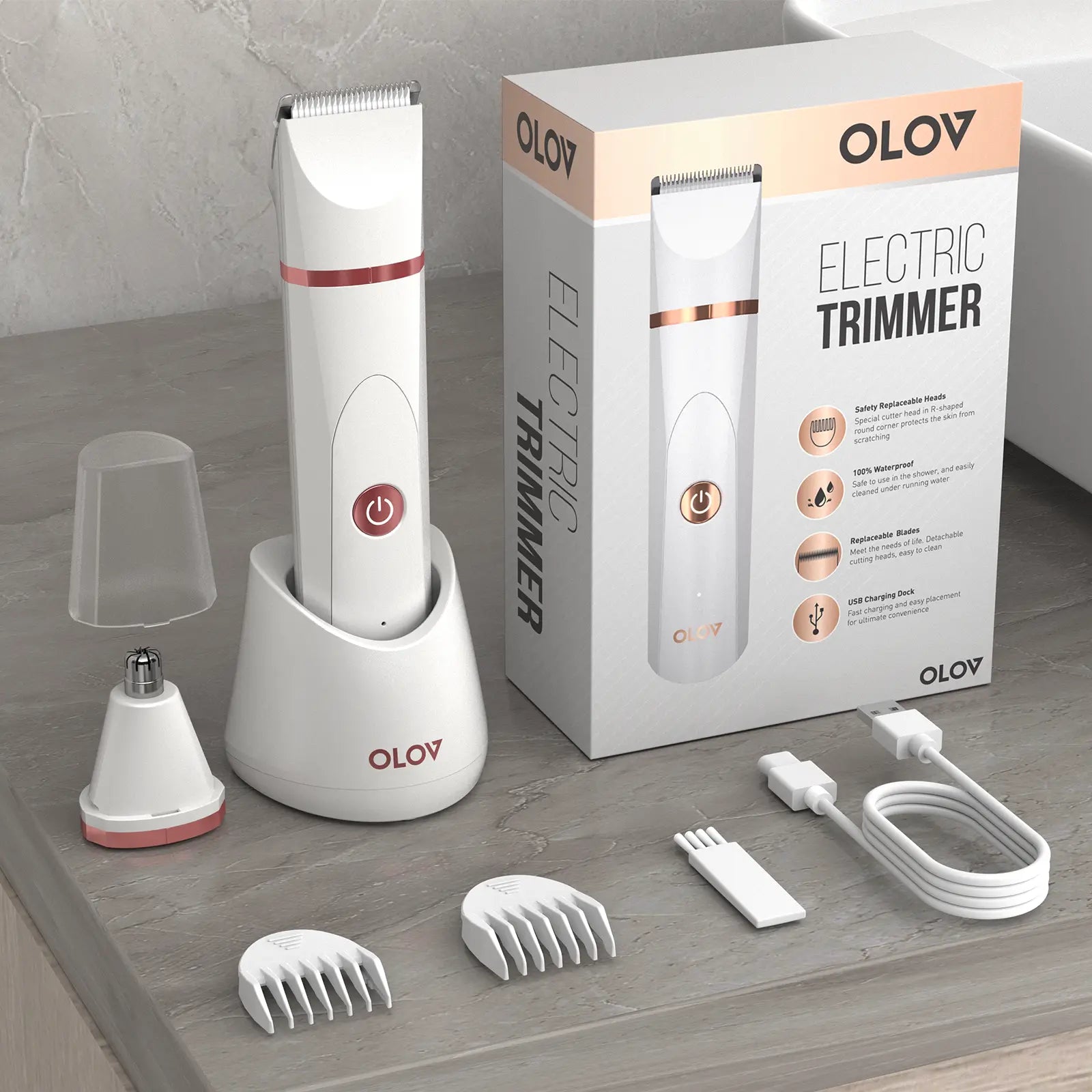 OLOV Electric Body Hair Shaver -Groin Hair Trimmer, Private Ball Hair Trimmer for Men and Women - Replaceable Ceramic Head, USB Rechargeable, Waterproof Hygienic Shaver Safe and Fast Gift Cordless,Back to School,Back to School Haul