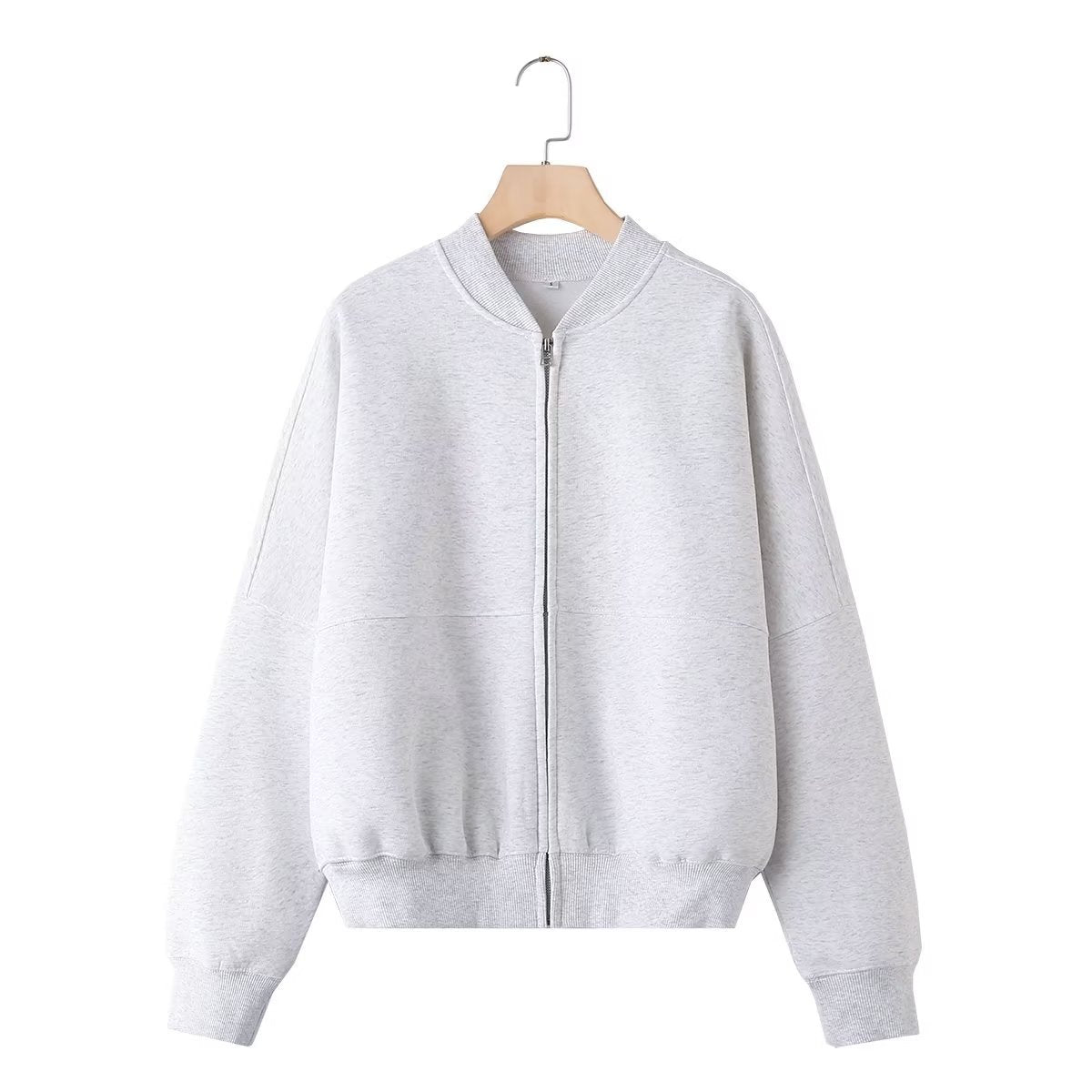 Casual Zip-Up Pilot Jacket and Loose High-Waist Pants