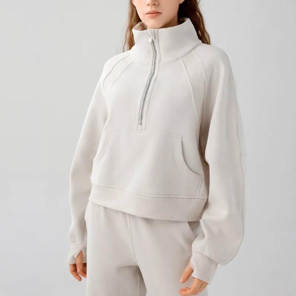Women's Half-Zip High-Stand Collar Pullover