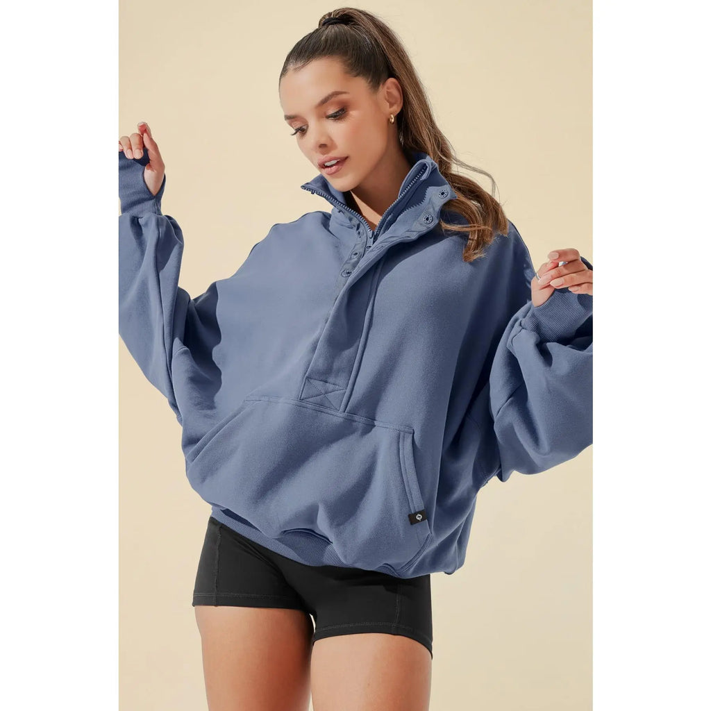 Ooey Gooey Half Zip Sweater - Blue Dusk