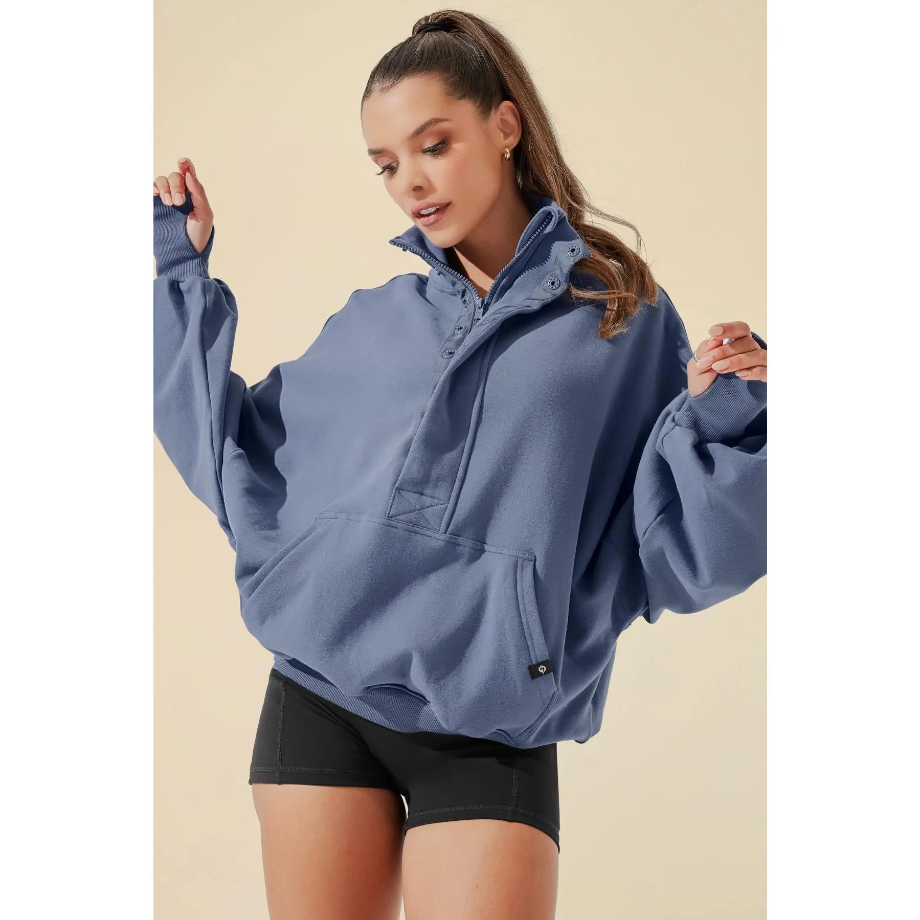 Ooey Gooey Half Zip Sweater - Blue Dusk